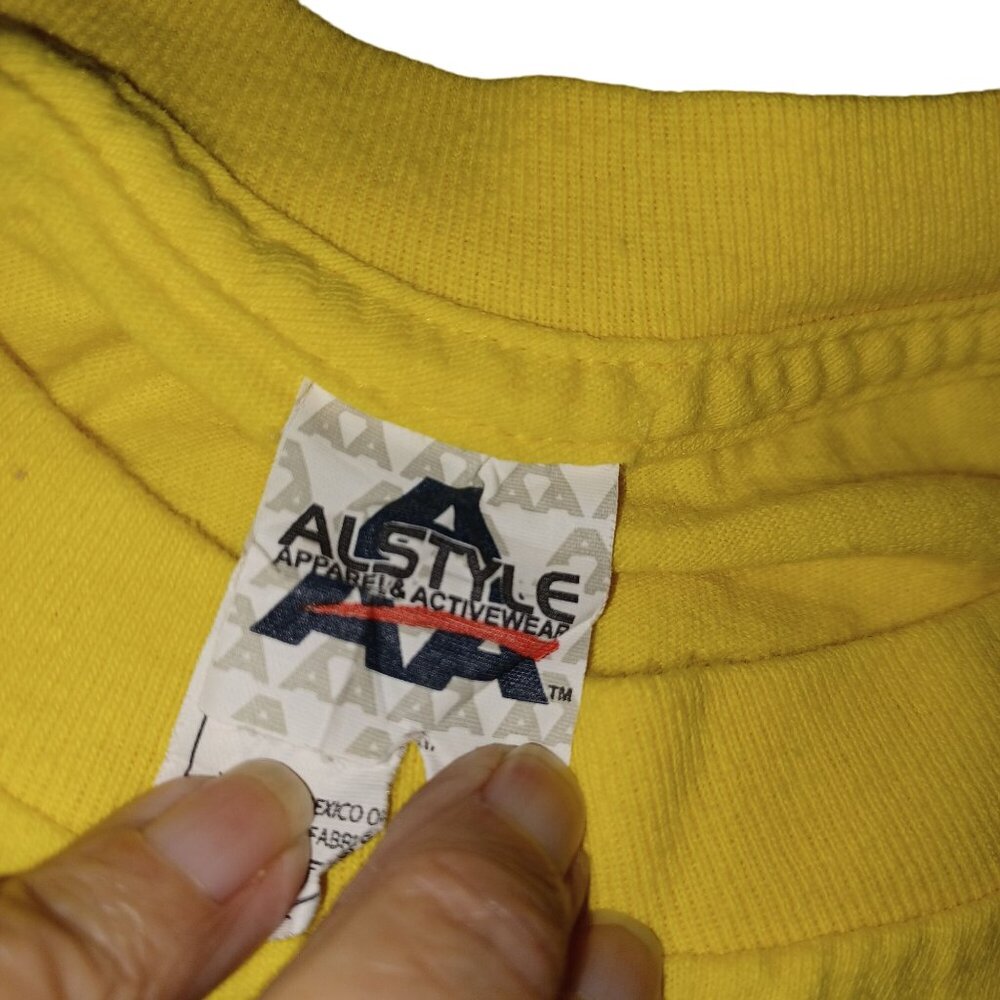 ALSTYLE Y2K Yellow T-shirt Maui Graphic Boxy Wide Comfy Relaxed Cotton Mens XL - Picture 6 of 6